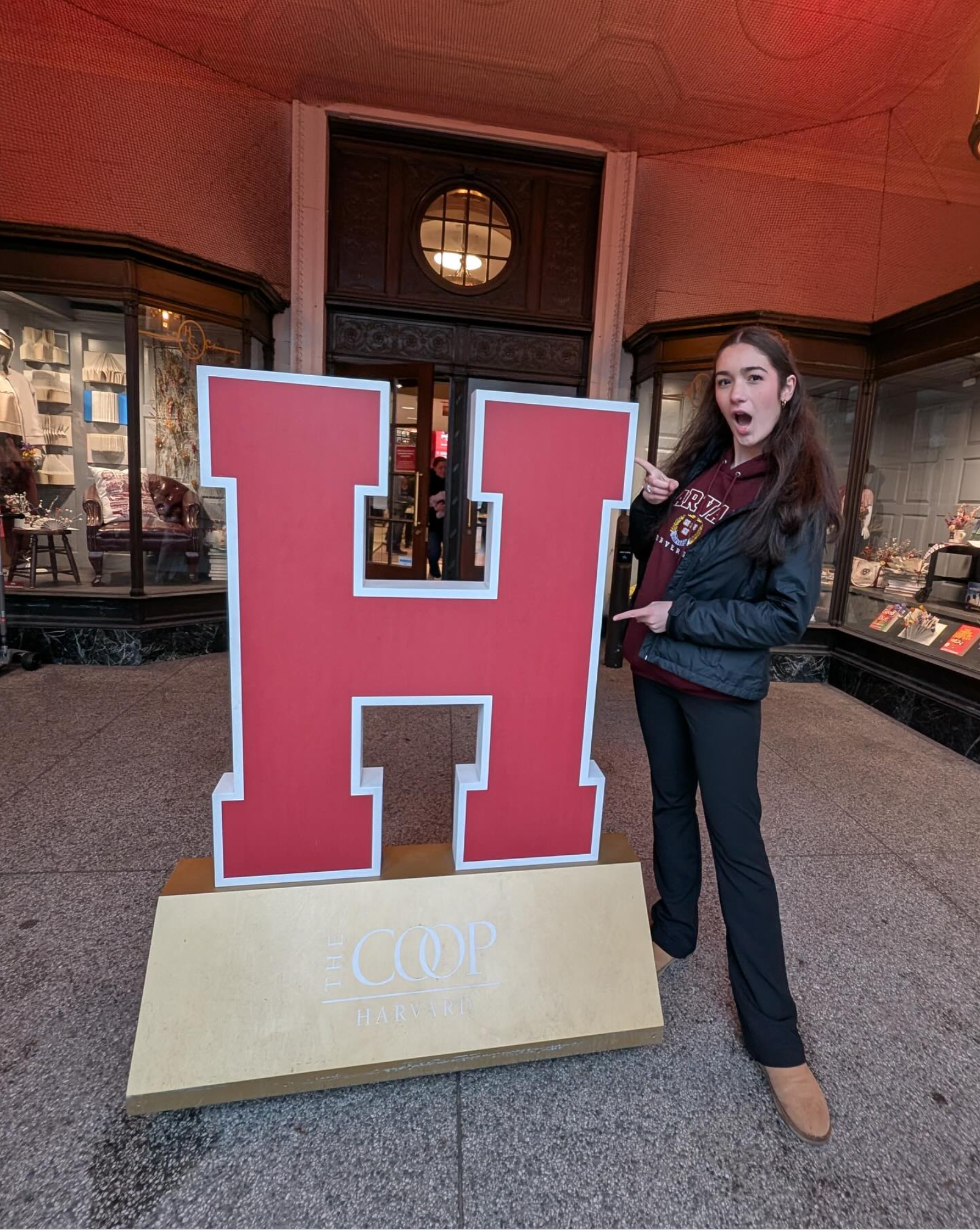 Student celebrating Harvard acceptance