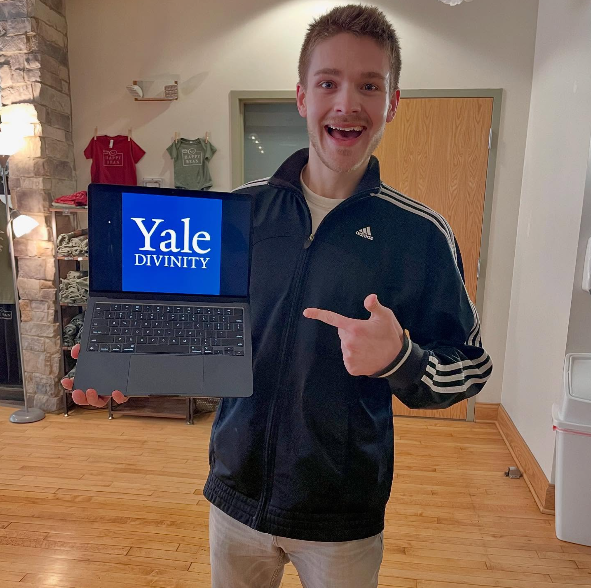 Student celebrating Yale acceptance